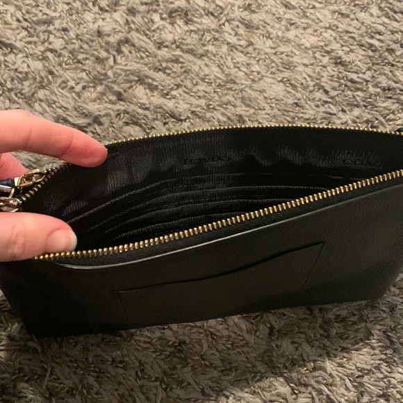 Black Leather Coach Wristlet - Picture 3 of 4